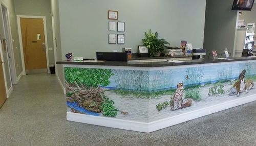 Our front lobby at Newport Animal Hospital. 